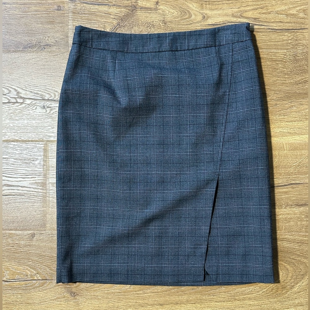 Laundry By Shelli Segal Charcoal Plaid Pencil Skirt Size 2
